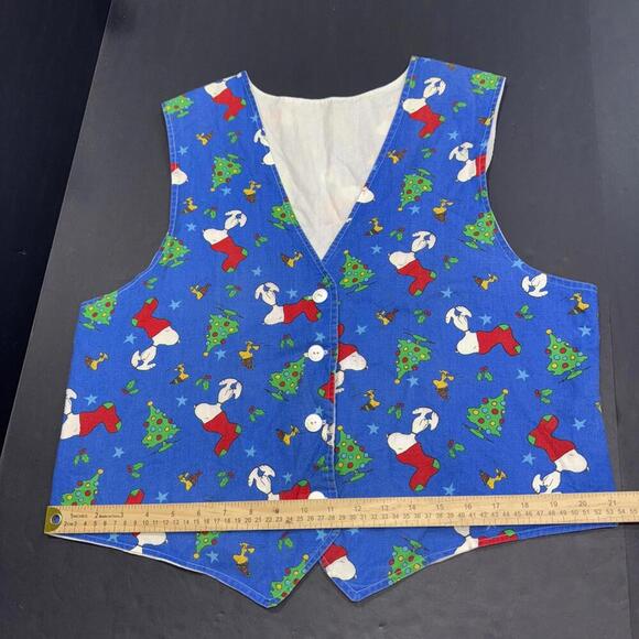 Snoopy Woodstock Handmade Christmas Tree Holly 4 Button Vest - Picture 5 of 10